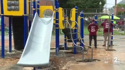 Volunteers team up to build new playground for Baltimore students